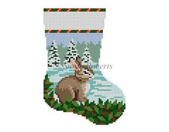 Enchanting Bunny in Snow Needlepoint Canvas