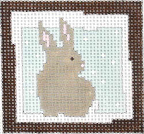 Charming Bunny Small Square on Blue Canvas