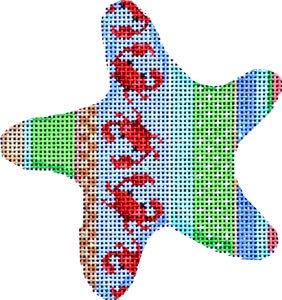 Gorgeous Beach Stripe Starfish & Crabs Ornament